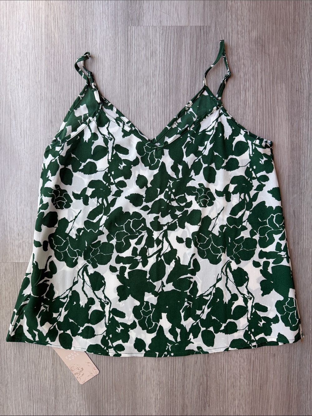 Green Floral V-Neck Spaghetti-Strap Cami